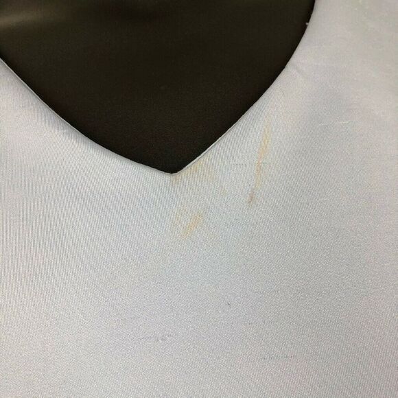 T Tahari Midi Dress Size 14 Blue Sleeveless Minimalist Criss Cross Back STAINS - Picture 5 of 6